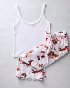 Esme Tank & Ruffle Cropped PJ Pants Bundle in Dachshund Date