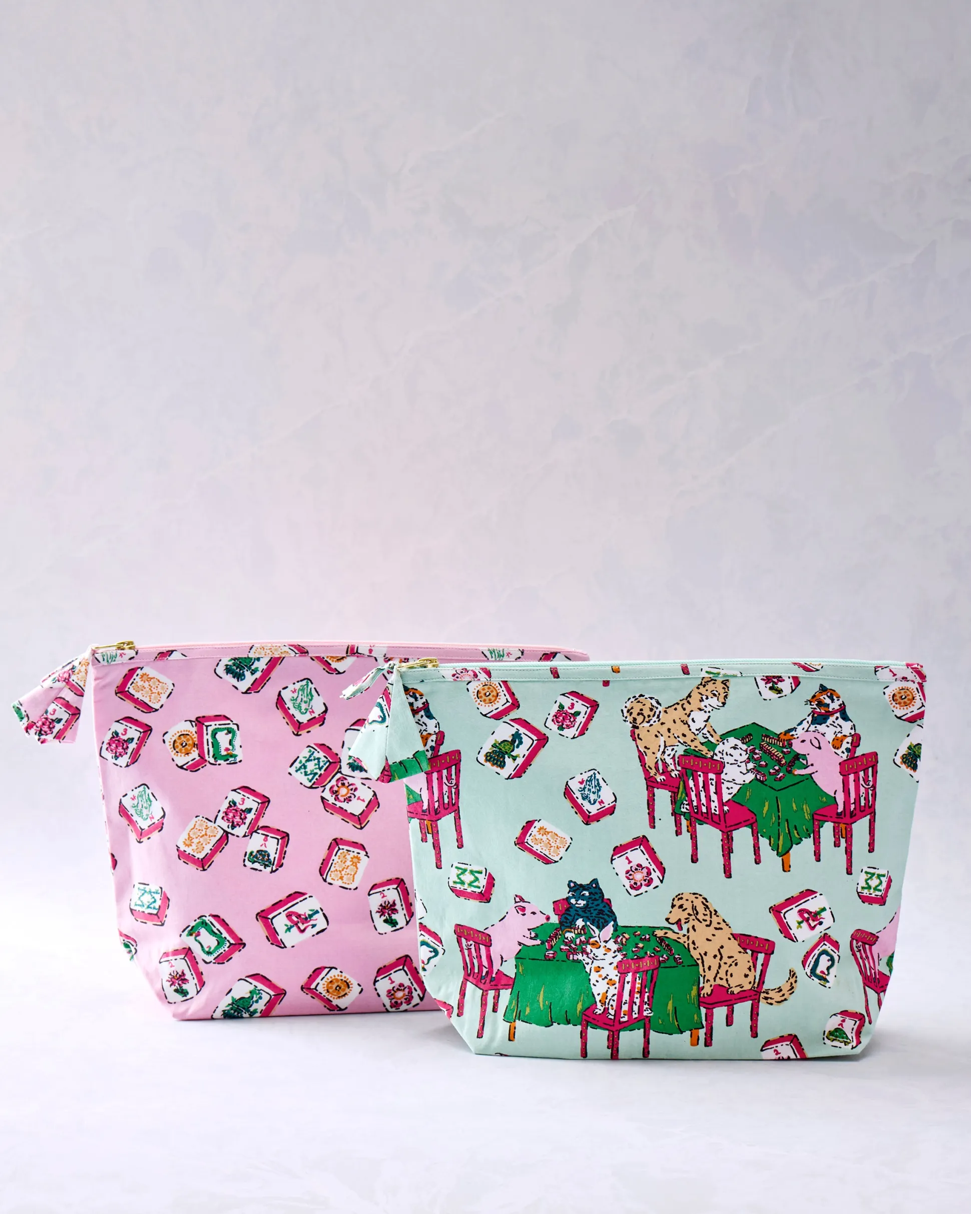Essentials Pouch Bundle in Mah Jongg Menagerie & Lucky Tiles