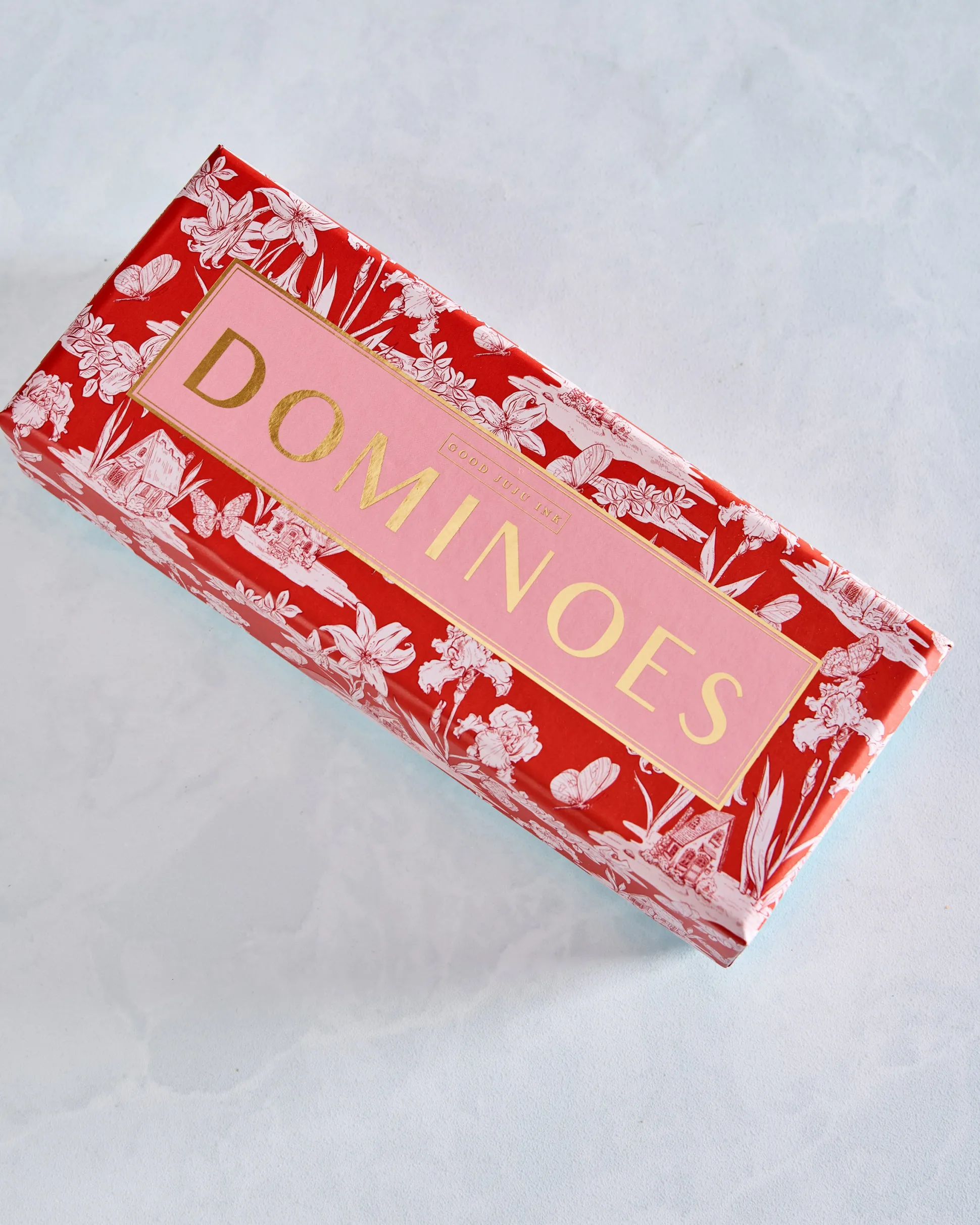 Fairy House Toile Domino Set in Coral