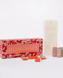 Fairy House Toile Domino Set in Coral