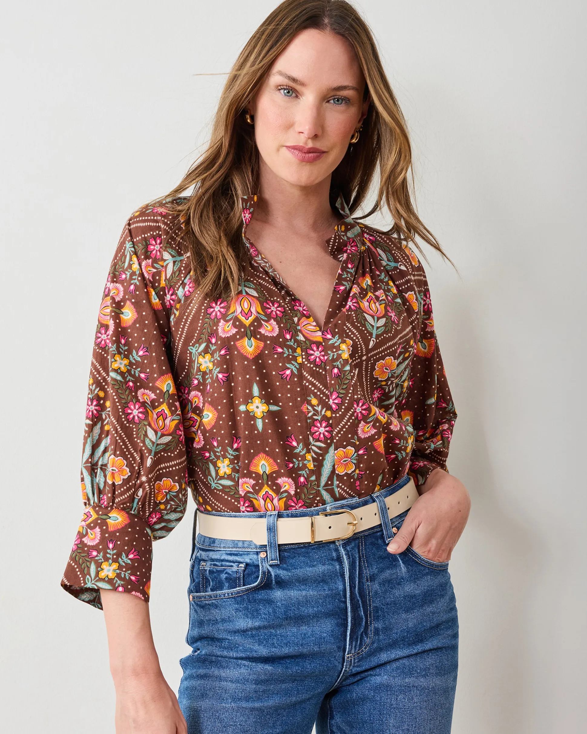 Fayette Blouse in Floral Bandana