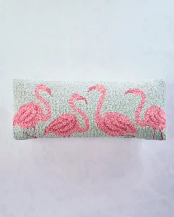 Flamingo Beach Hook Pillow in Green Combo