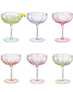 Flower Coupe Cocktail Glasses Set of 6 in Multi Combo