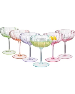 Flower Coupe Cocktail Glasses Set of 6 in Multi Combo