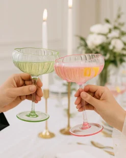 Flower Coupe Cocktail Glasses Set of 6 in Multi Combo