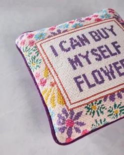 Flowers Needlepoint Pillow in Multi