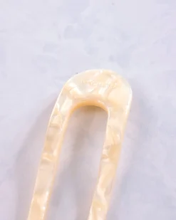 French Hair Pin in White Shell
