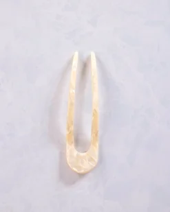 French Hair Pin in White Shell