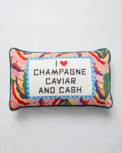 Furbish Studio Needlepoint Pillow in Caviar and Cash