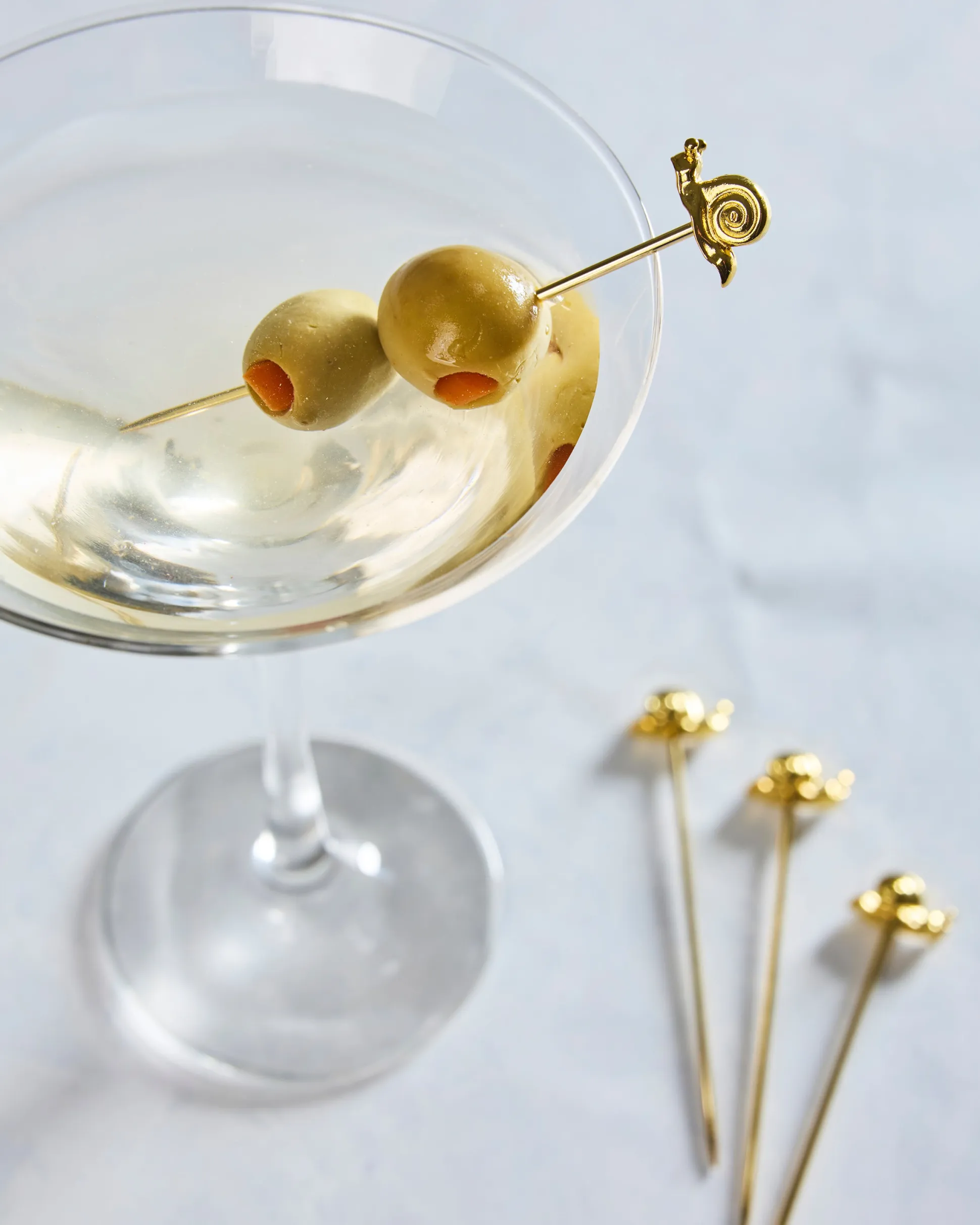 Garden Snail Cocktail Picks in Gold