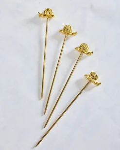 Garden Snail Cocktail Picks in Gold