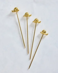 Garden Snail Cocktail Picks in Gold