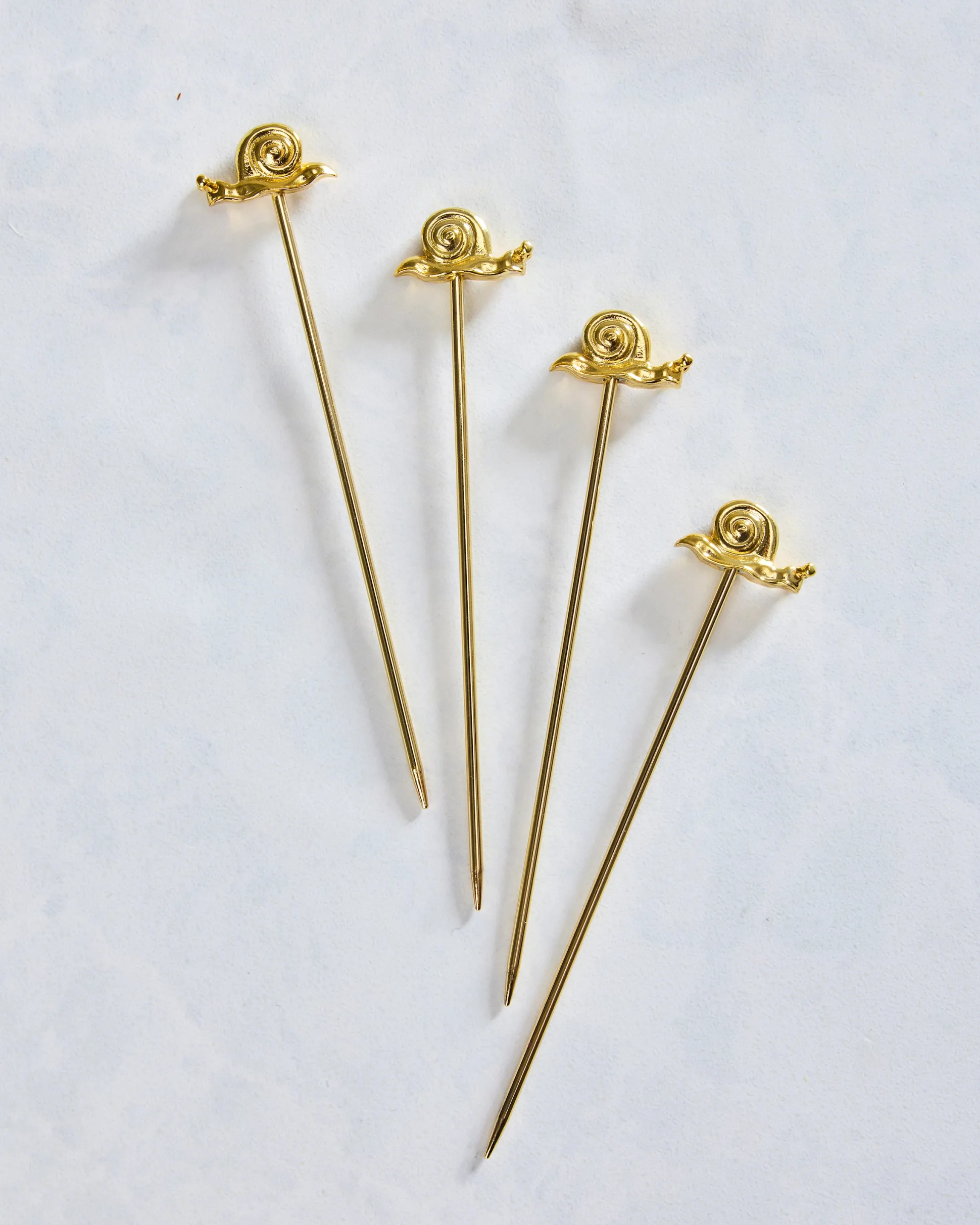 Garden Snail Cocktail Picks in Gold