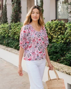 Gilmore Blouse in Flora Flamingo