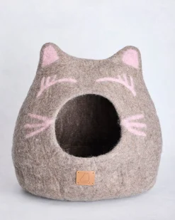 Girl Cat Wool Cat Bed in Taupe Combo