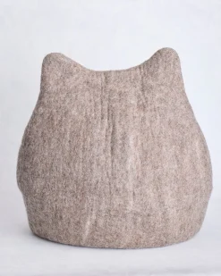 Girl Cat Wool Cat Bed in Taupe Combo