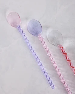 Glass Stirring Spoon in Clear/Swirl