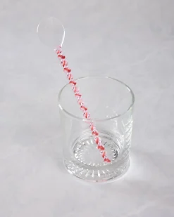 Glass Stirring Spoon in Clear/Swirl