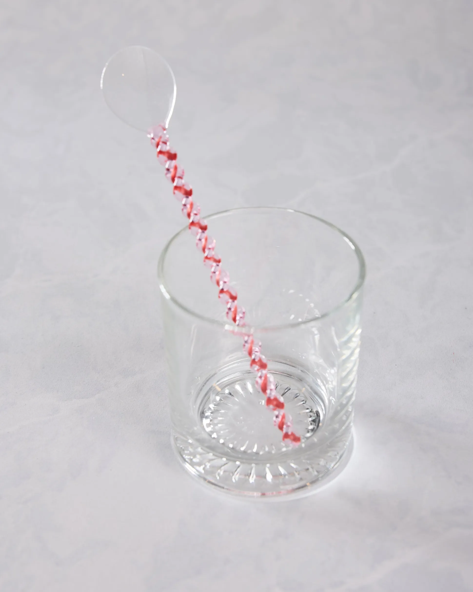 Glass Stirring Spoon in Clear/Swirl