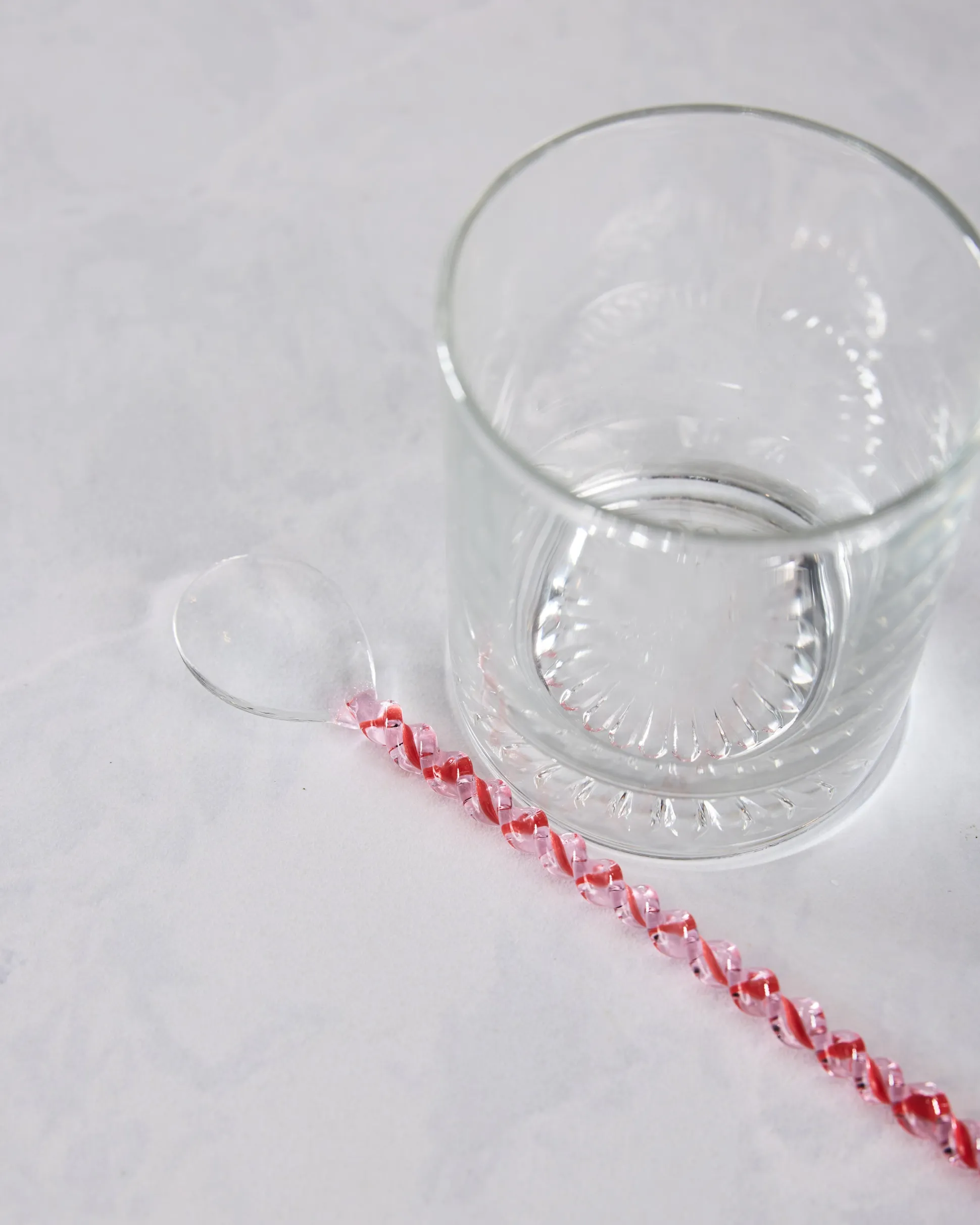 Glass Stirring Spoon in Clear/Swirl
