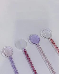 Glass Stirring Spoon in White/Swirl