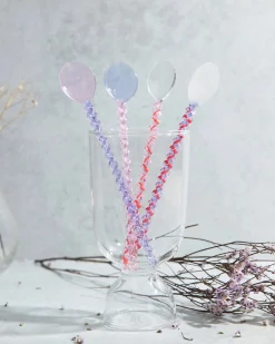 Glass Stirring Spoon in White/Swirl