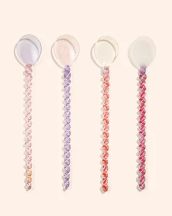 Glass Stirring Spoon in White/Swirl