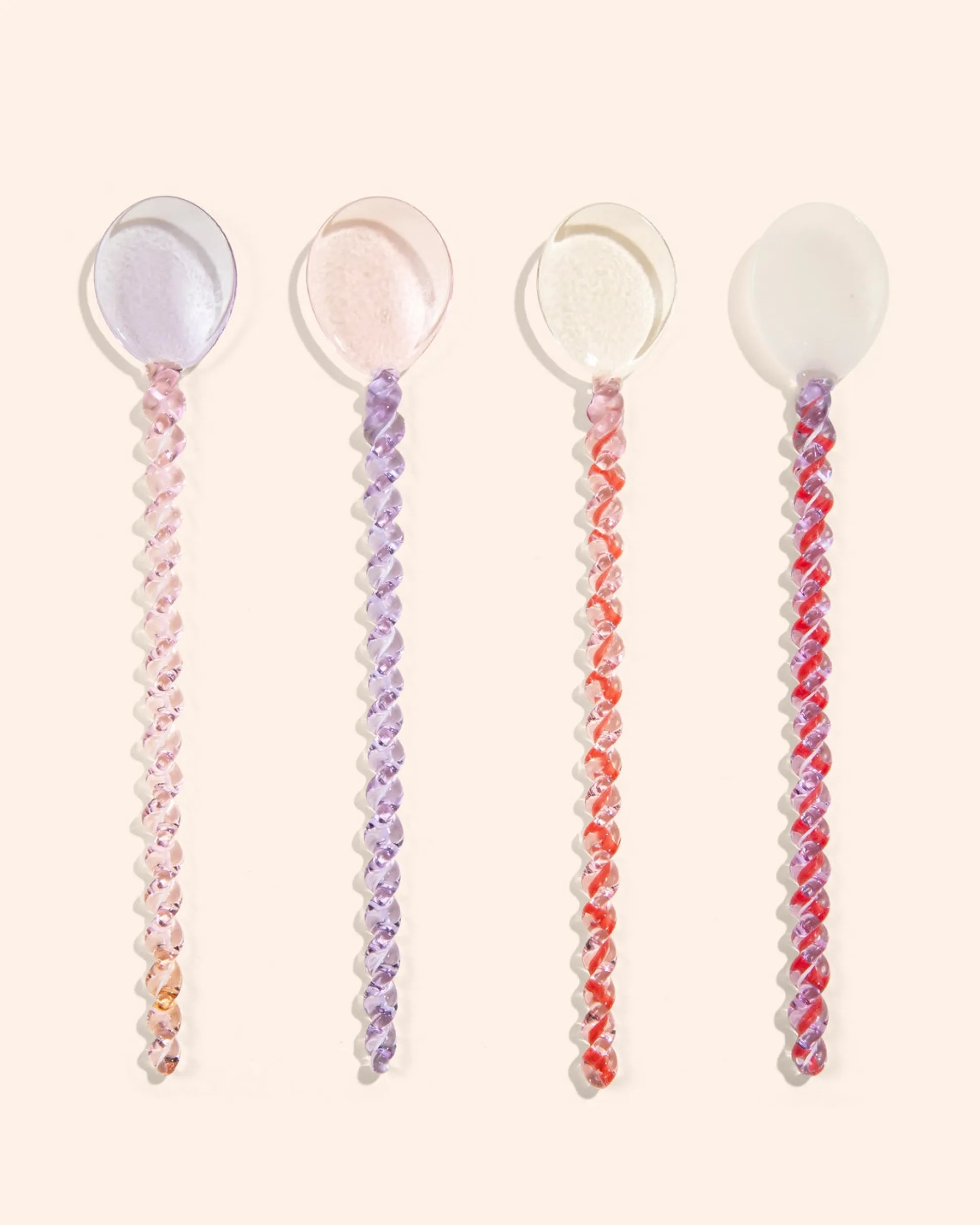 Glass Stirring Spoon in White/Swirl