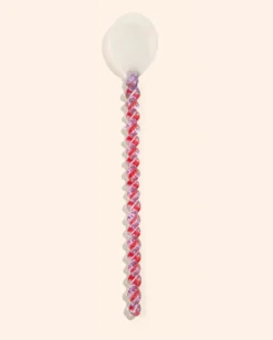 Glass Stirring Spoon in White/Swirl