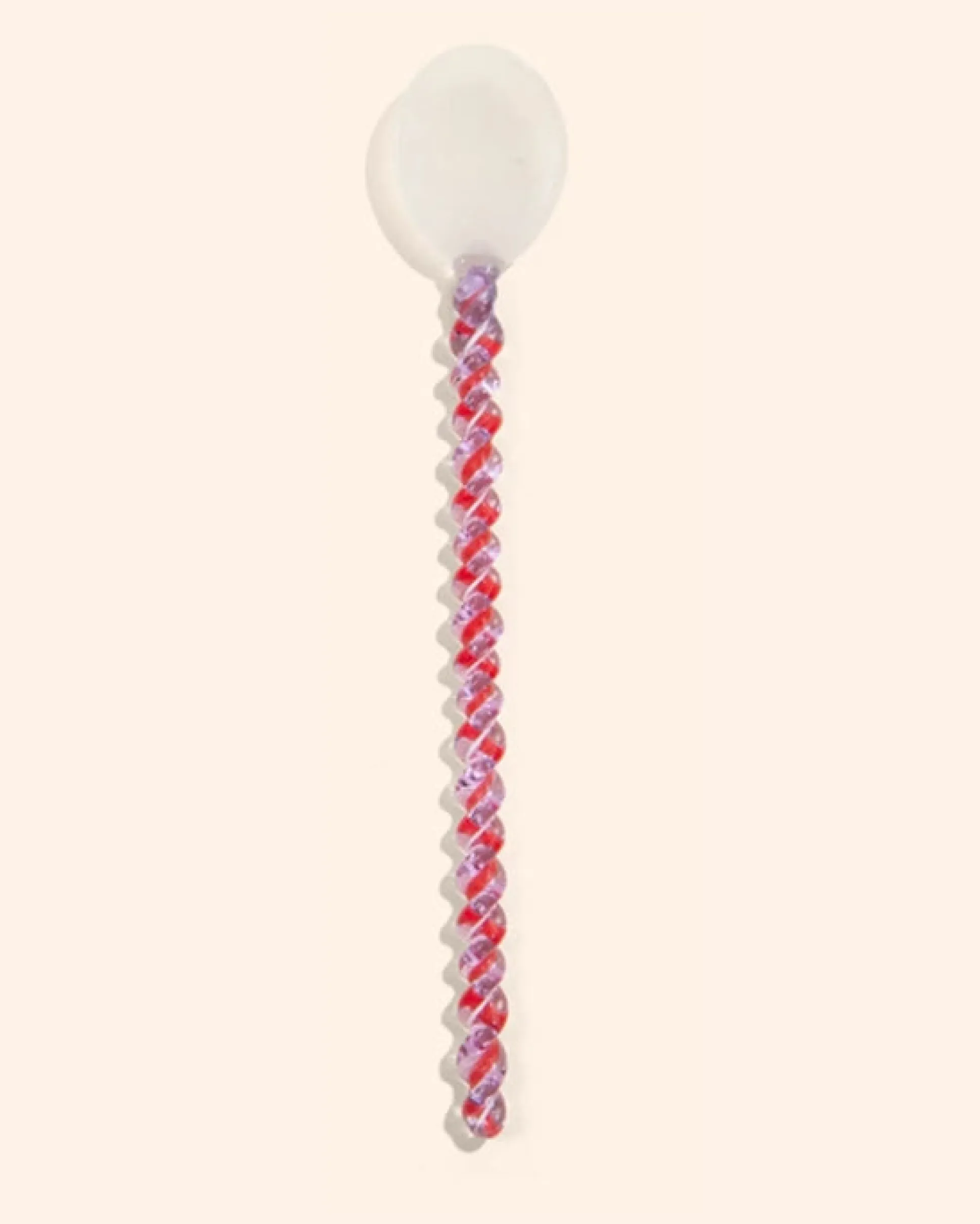 Glass Stirring Spoon in White/Swirl