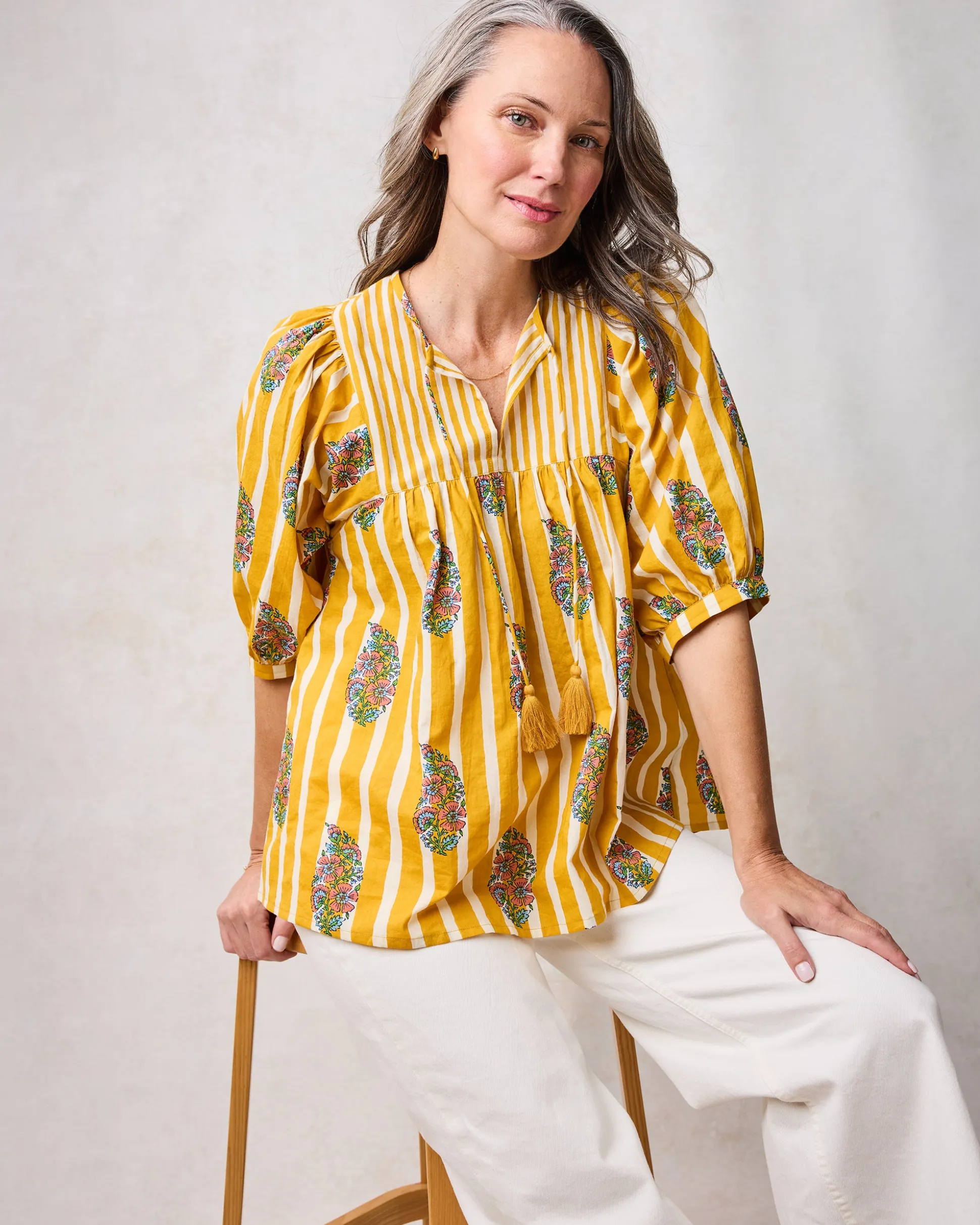 Greta Blouse in Paisley Petals