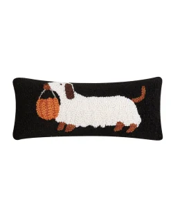 Halloween Dachshund Hook Pillow in Black Combo