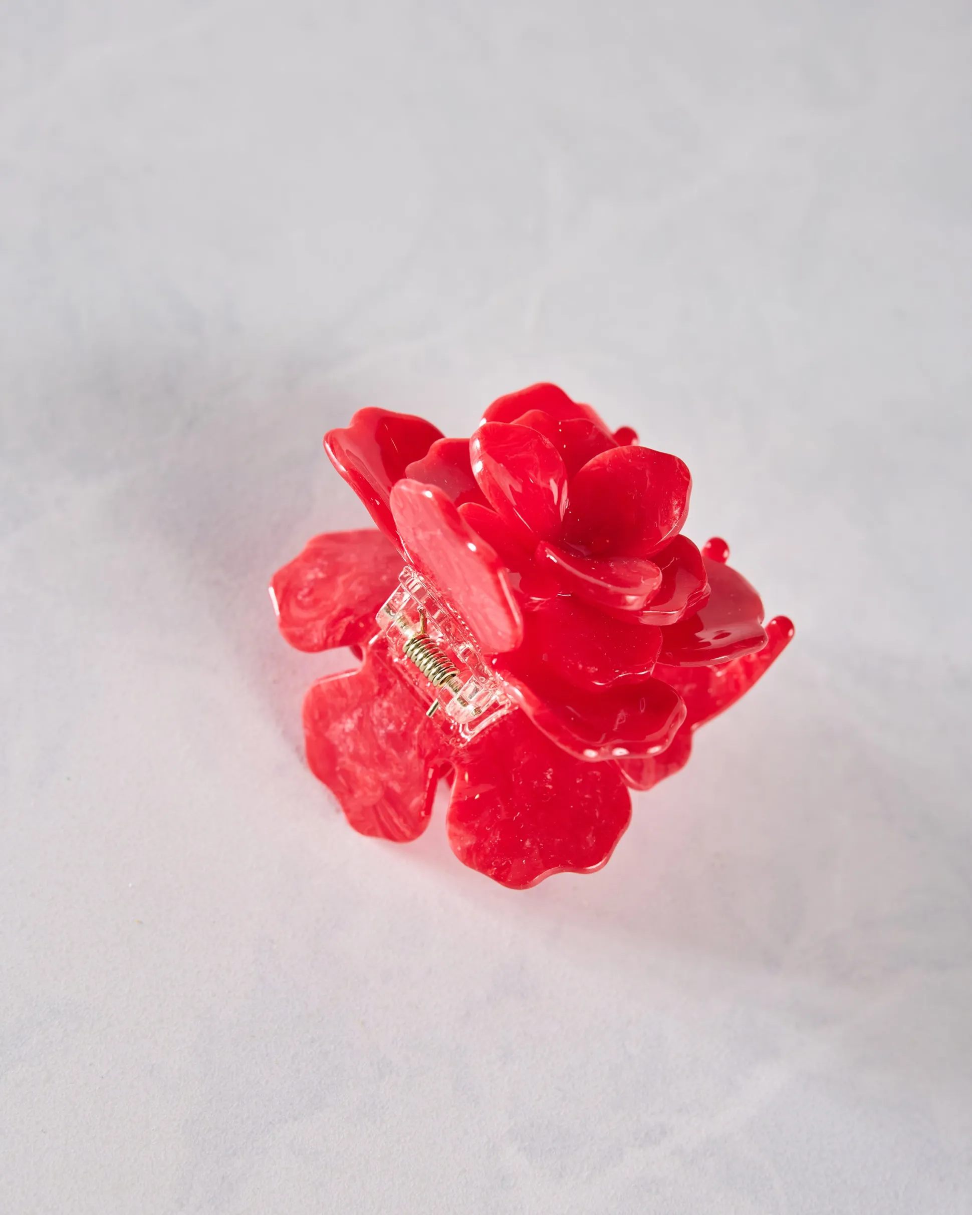 Handmade Origami Gardenia Flower Claw Hair Clip in Red