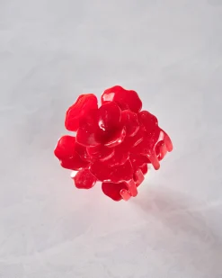 Handmade Origami Gardenia Flower Claw Hair Clip in Red
