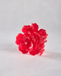 Handmade Origami Gardenia Flower Claw Hair Clip in Red