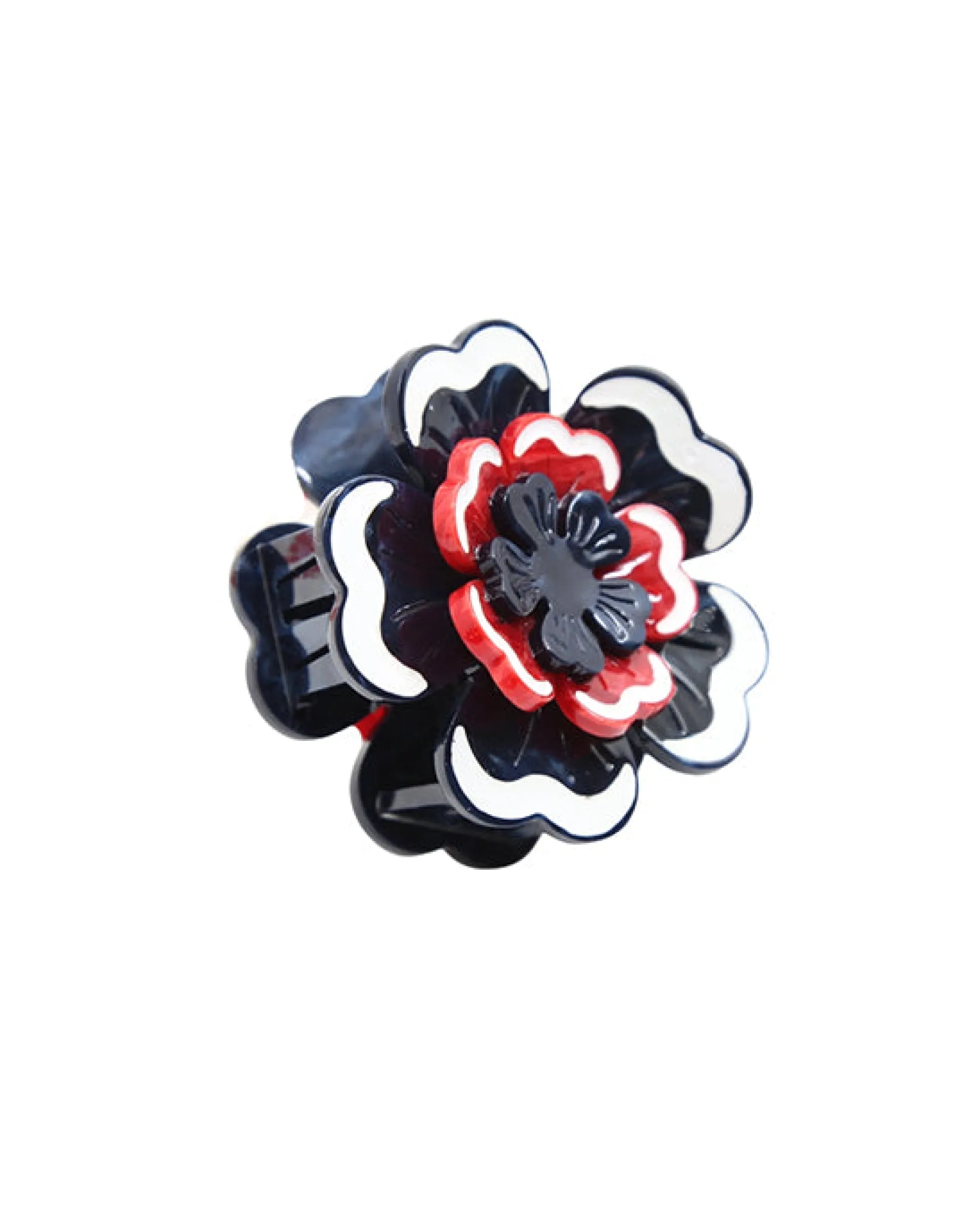 Hand Painted Americana Flower Claw Clip in Navy