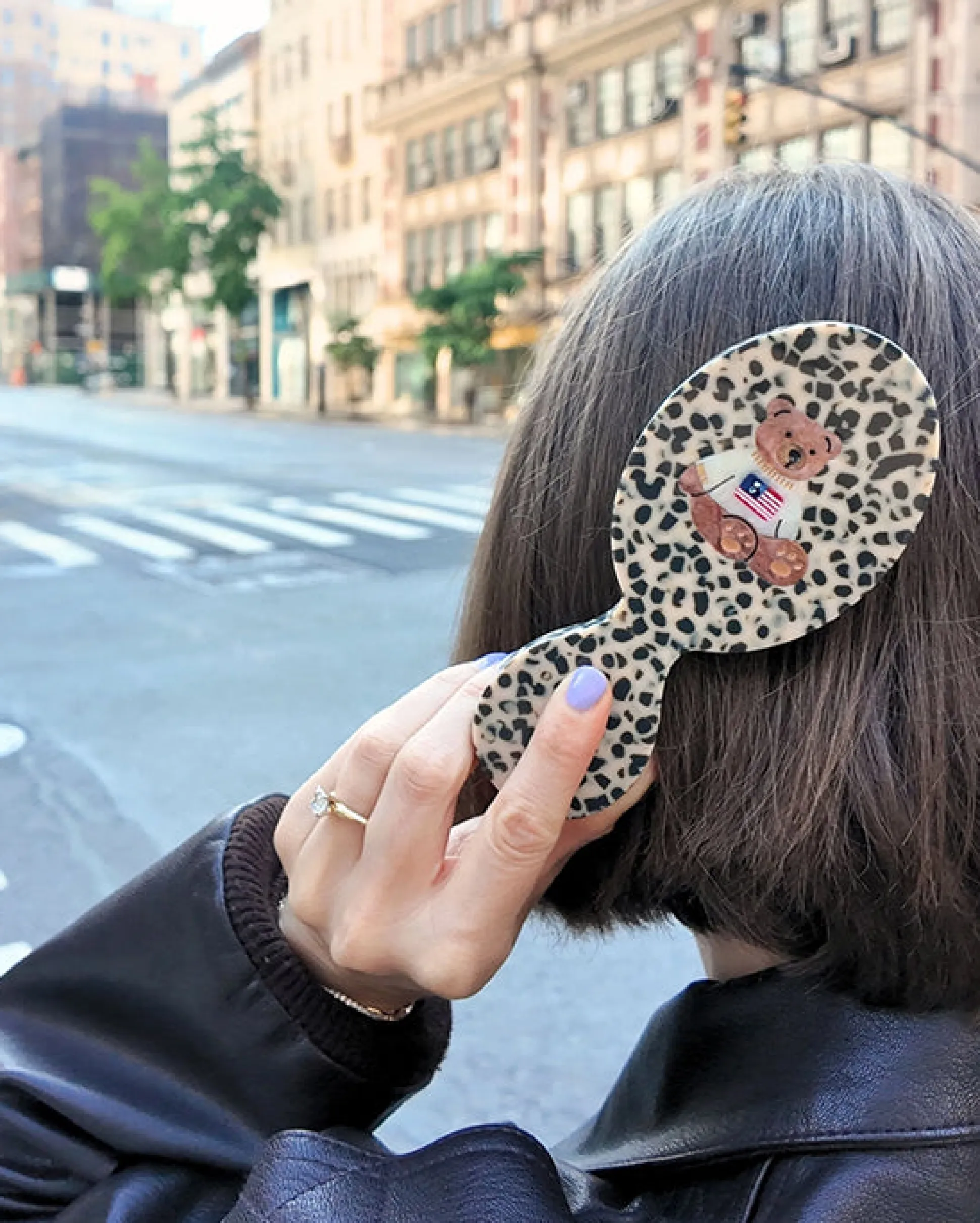 Hand Painted Americana Teddy Handbag Hero Brush in Leopard