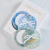 Hand Painted Baby Blue Bow Compact Mirror in Solar Eclipse