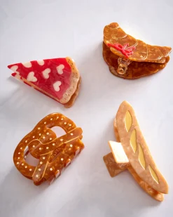 Hand Painted Bow Croissant Claw Hair Clip in Brown Combo