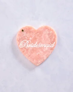 Hand Painted Bridesmaid Heart Compact Mirror in Pink Combo
