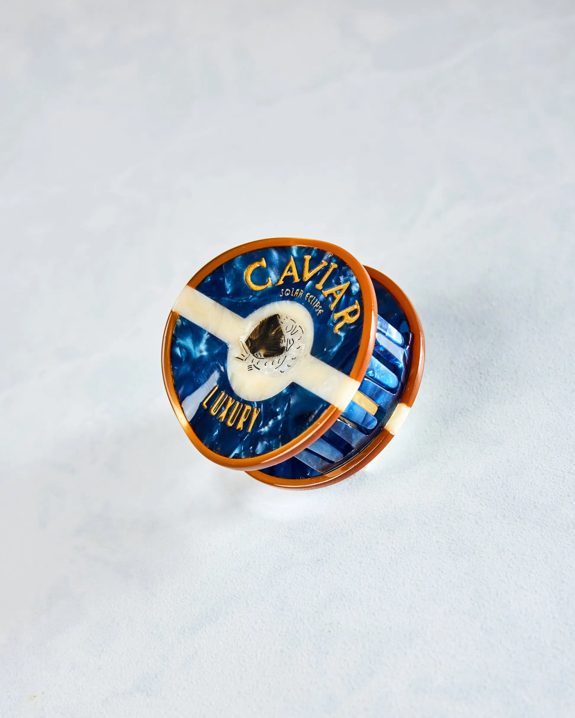 Hand Painted Caviar Claw Hair Clip in Blue