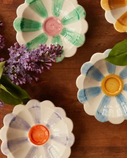 Hand Painted Ceramic Floral Dipping Bowl in Lavender Combo