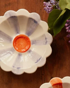 Hand Painted Ceramic Floral Dipping Bowl in Lavender Combo