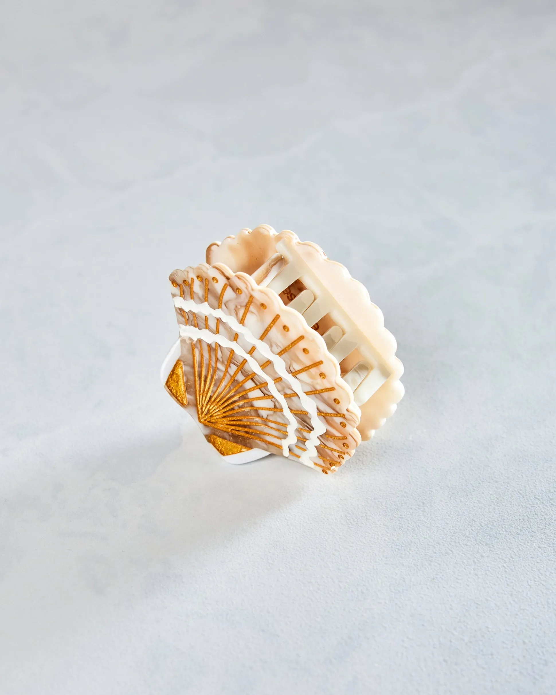 Hand- Painted Claw Hair Clip in Golden Seashell