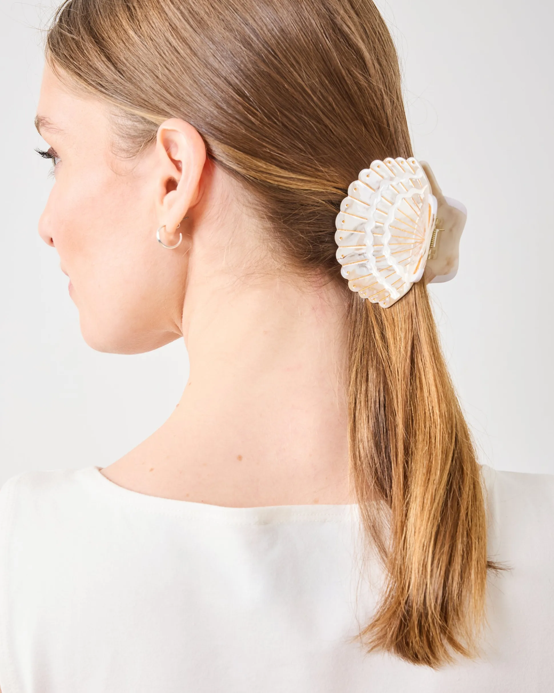 Hand- Painted Claw Hair Clip in Golden Seashell