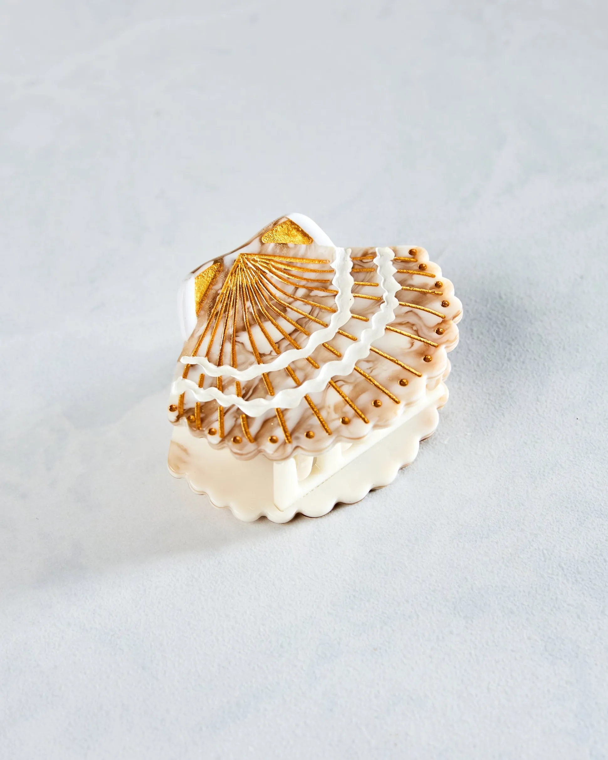 Hand- Painted Claw Hair Clip in Golden Seashell
