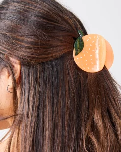 Hand- Painted Claw Hair Clip in Orange Slice