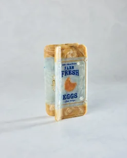 Hand Painted Farm Fresh Eggs Claw Hair Clip in Blue Combo