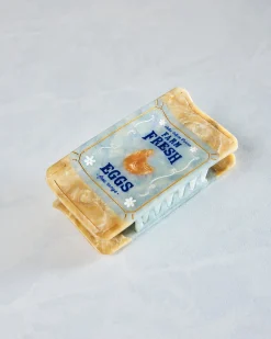 Hand Painted Farm Fresh Eggs Claw Hair Clip in Blue Combo