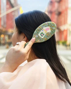 Hand Painted Flower Mahjong Amazing Hair Day Brush in Seafoam Combo